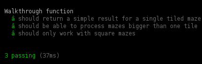 The maze tests now all passing.