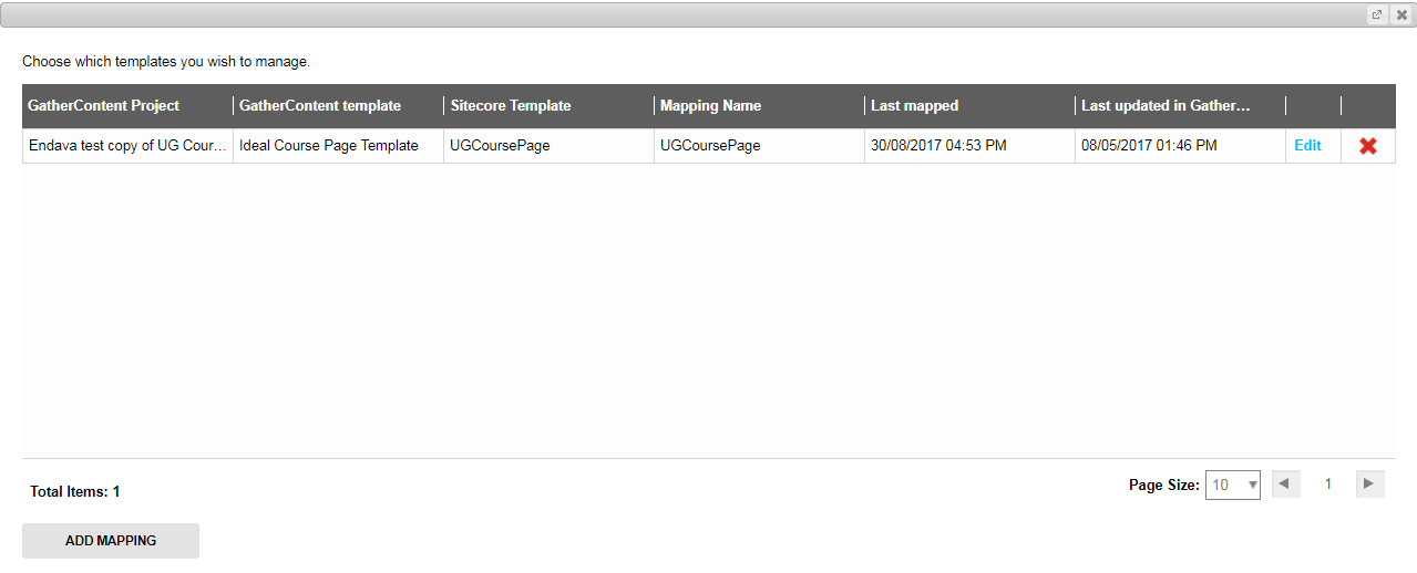 The mappings all display in a table where you can edit them or add more.